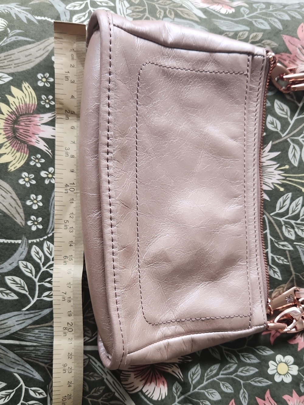 Leather Crossbody Wristlet in Champagne Bronze - Picture 9 of 9